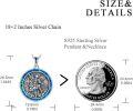 wholesale 925 Sterling Silver Saint Michael Protect Us Blue Opal Round Pendant Necklace for Men & Women-0-3