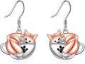 wholesale 925 Sterling Silver Fox Teacup Dangle Earrings for Women Girls Gifts Jewelry Accessories-0-0