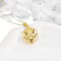 wholesale 14K Gold Queen Bee Pendant Necklace with Diamond and Honeycomb Design for Women's s-0-2