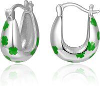 wholesale 24K Gold Plated 925 Sterling Silver Chunky Hoop Earrings for Women-Four Leaf Clover