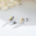 wholesale 925 Sterling Silver Hypoallergenic Gold and White Angel Hugging Puppy Stud Earrings for Women Girls Gifts-0-1