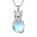 wholesale 925 Sterling Silver Dog Pendant Necklace With Moonstone-0-0