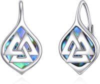 wholesale 925 Sterling Silver Abalone Shell Celtic Trinity Knot Leverback Earrings Triquetra Tree of Life s for Women Girls-viking valknut-viking valknut