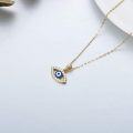 wholesale 14K Gold CZ Evil Eye Pendant Necklace for Women - Blue & White Stone Accents (18)-0-3