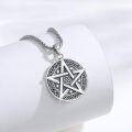 wholesale 925 Sterling Silver Abalone Shell Pentacle Pendant with Celtic Knot and Stars for Men Women Norse Viking Gothic Punk Style Necklace  47mm x 38mm-0-4