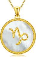 wholesale Gold 925 Sterling Silver Mother of Pearl Virgo Zodiac Pendant Necklace-0-0