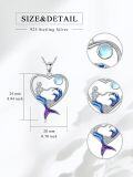 wholesale 925 Sterling Silver Heart-Shaped Mermaid Wave Moonstone Pendant Necklace for Women's Gifts-0-4