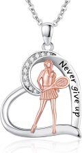 wholesale 925 Sterling Silver Tennis Player Pendant Necklace Never give up Sporty s for Women-0-0