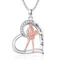wholesale 925 Sterling Silver Tennis Player Pendant Necklace Never give up Sporty s for Women-0-0