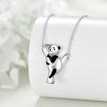 wholesale 925 Sterling Silver Panda Bear Heart Charm Pendant Necklace s for Women Girls-0-1