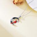 wholesale 925 Sterling Silver Cardinal Bird Moon Pendant Necklace-0-4