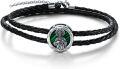 wholesale 925 Sterling Silver Catholic Saint Jude Thaddeus Medal Leather Bracelet  for Men-0-0