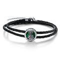 wholesale 925 Sterling Silver Catholic Saint Jude Thaddeus Medal Leather Bracelet  for Men-0-0