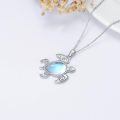 wholesale 925 Sterling Silver Moonstone Sea Turtle Necklace with Palm Tree Charm for Women Girls-0-3