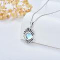 wholesale 925 Sterling Silver Opalite Crescent Moon and Sun Necklace - Celestial Charm Pendant-0-3