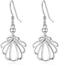 wholesale 925 Sterling Silver Scallop Shell Drop Earrings for Women - Summer Beach s-A-SeaShell
