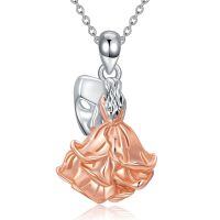 wholesale 925 Sterling Silver Mask And Dress Necklace-Opera Rose-4