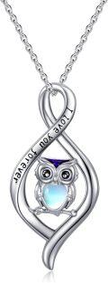 wholesale 925 Sterling Silver Infinity Love You Forever Owl Pendant Necklace-0-0
