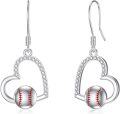 wholesale 925 Sterling Silver Baseball Heart Dangle Earrings for Women Girls Gifts Jewelry Accessories-0-0