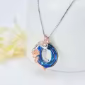 TOUPOP Sterling Silver Blue Crystal Rose Butterfly L Initial Necklace-0-5