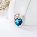 TOUPOP Sterling Silver Blue Crystal Necklace Gift For Mom From Son Or Daughter-0-3