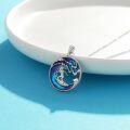 wholesale 925 Sterling Silver Surfer Girl Pendant Necklaces Blue Enamel Ocean Wave Charm Jewelry for Women Girls Teenagers-0-2