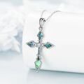 wholesale 925 Sterling Silver Abalone Shell Inlay Arrowhead Cross Pendant Necklace for Women-0-4