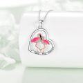 wholesale 925 Sterling Silver Flamingo Heart Pendant Necklace  for Women Mother Wife-0-3
