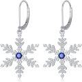 wholesale 925 Sterling Silver Snowflake Earrings For Women White/blue Cz Winter Snowflake Leverback Earrings Christmas Jewelry Gifts For Women -0-0