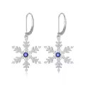 TOUPOP 925 Sterling Silver Blue CZ Snowflake Leverback Earrings Christmas Gifts-0-0