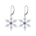 TOUPOP 925 Sterling Silver Blue CZ Snowflake Leverback Earrings Christmas Gifts-0-0
