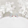 wholesale 925 Sterling Silver Sloth Stud Earrings with Orange Crystal - Adorable Animal  for Women and Girls-0-1