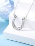 wholesale 925 Sterling Silver Bohemian Elegant Horseshoe Pendant Necklace for Women - Lucky Hypoallergenic Horse Jewelry Gift-0-3