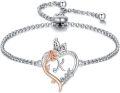 wholesale TOUPOP Rose Heart Bracelet For Women Sterling Silver Butterfly Initial K Letter Link Bracelet Anniversary Birthday Christmas Jewelry Gifts For Her Wife Girlfriend, Large -0-0