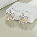 wholesale 925 Sterling Silver Celtic Knot Heart Dangle Earrings Gold and White Tone Irish Love Drop  for Women Girls 2 Pairs Set-0-3