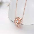 wholesale Rose Gold Plated 925 Sterling Silver & Austrian Crystal Rose Pendant Necklace 18 Chain - 18mm Flower Jewelry Gift for Women-0-2