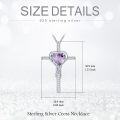 wholesale TOUPOP Alexandrite Cross Necklace For Women Sterling Silver June Birthstone Cross Pendant Necklace Heart Cross Christian Jewelry Birthday Christmas Gifts For Women Her -0-5