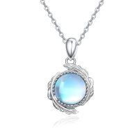 wholesale 925 Sterling Silver Necklace With Blue Moonstone Pendant-Moonstone