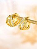 wholesale Gold-plated 925 Sterling Silver Hoop Earrings with Cubic Zirconia and Twist Design for Women-0-1