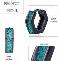 wholesale 925 Sterling Silver Turquoise Inlay Hexagon Studs Punk Gothic Jewelry for Women and Men-0-1