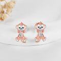 wholesale 925 Sterling Silver Rose Gold Monkey Animal Stud Earrings for Women-0-4