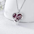 wholesale 925 Sterling Silver Purple Cubic Zirconia Heart Mom I Love You Pendant Necklace-0-2