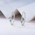 wholesale 925 Sterling Silver with Turquoise Stone Circle Endless Hoop Earrings for Women-0-2