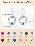 wholesale 925 Sterling Silver Birthstone Claddagh Celtic Knot Dangle Earrings for Women-0-5