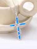 TOUPOP Sterling Silver Opal Butterfly Pendant Necklace-0-4