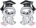 wholesale 925 Sterling Silver Sloth Graduation Cap Stud Earrings Gift for Her-0-0