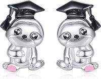 wholesale 925 Sterling Silver Sloth Graduation Cap Stud Earrings Gift for Her-Sloth
