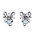 wholesale 925 Sterling Silver Octopus Stud Earrings With Blue Larimar Stone Oxidized Finish-0-0