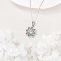 wholesale 925 Sterling Silver Blue Moonstone Spinning Lotus Pendant Necklace  for Women-0-2