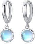 wholesale 925 Sterling Silver Moonstone Hoop Earrings for Women-0-0